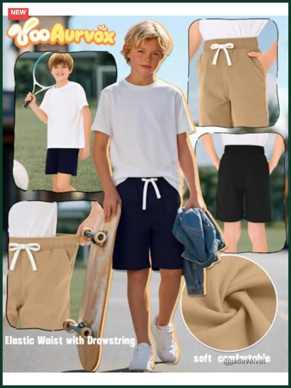 Boys 3-Pack Athletic Shorts with Pockets Drawstring Elastic Waist Casual School